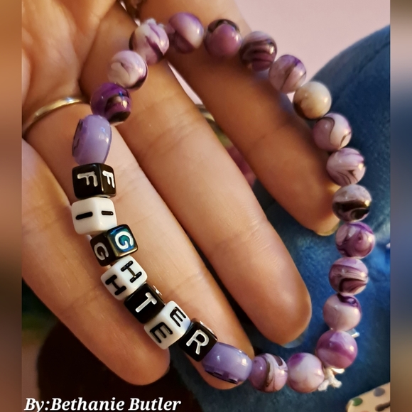 Cancer Purple Homemade Bead And Charm Bracelet "hope" - Picture 10 of 13